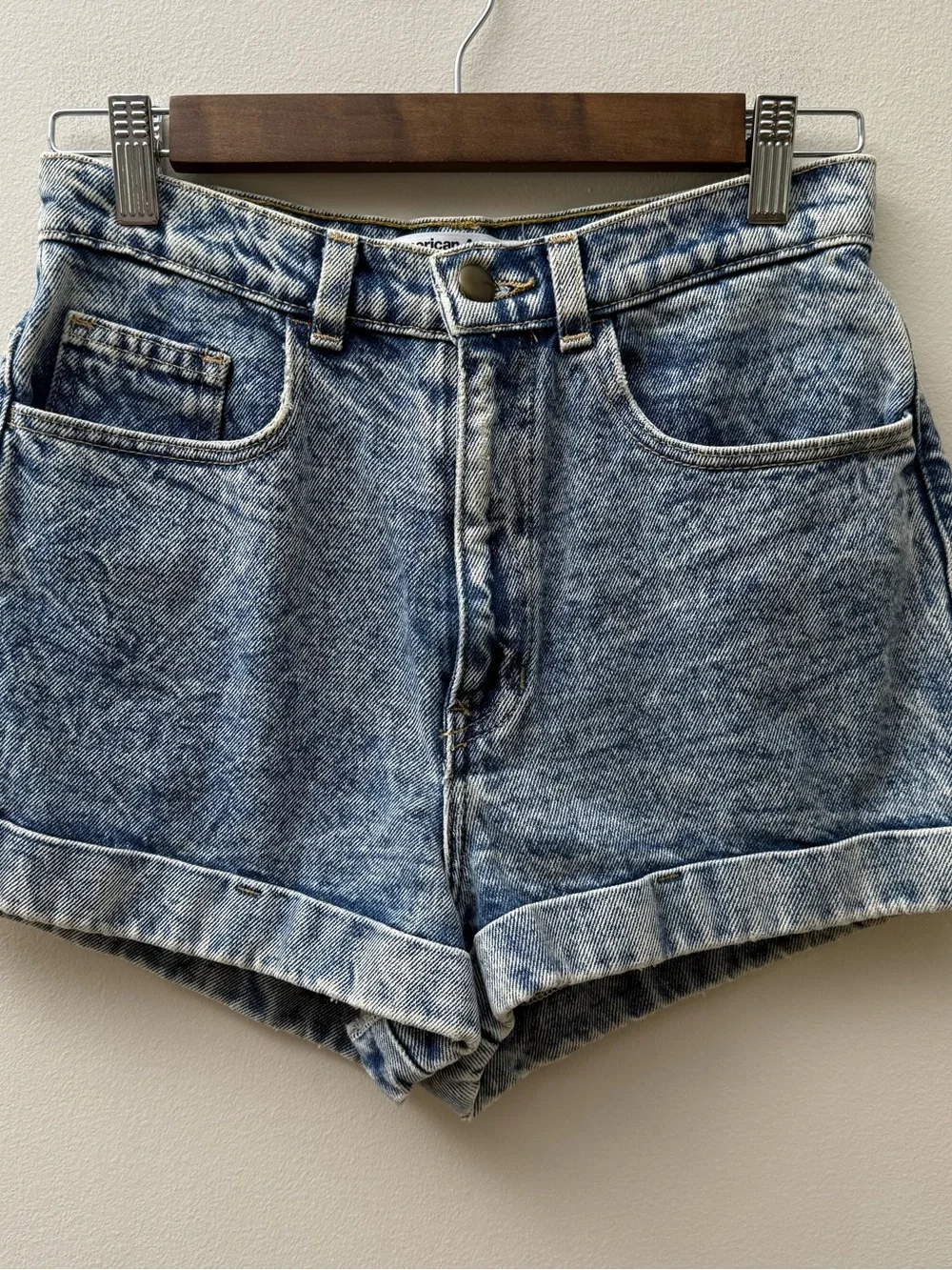 American Apparel Light Wash High-Rise Denim Shorts